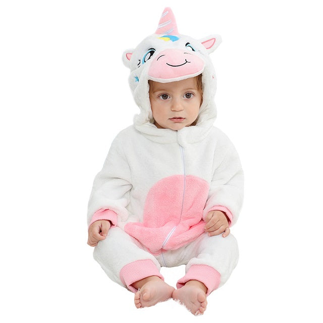 Warm baby hooded fleece romper in blue, perfect for winter, infant jumpsuit