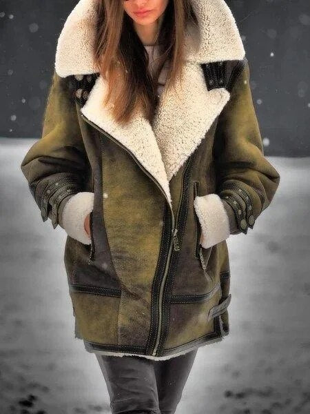 Warm & chic women's sherpa jacket, ideal winter outerwear for cozy layering and stylish everyday fashion.