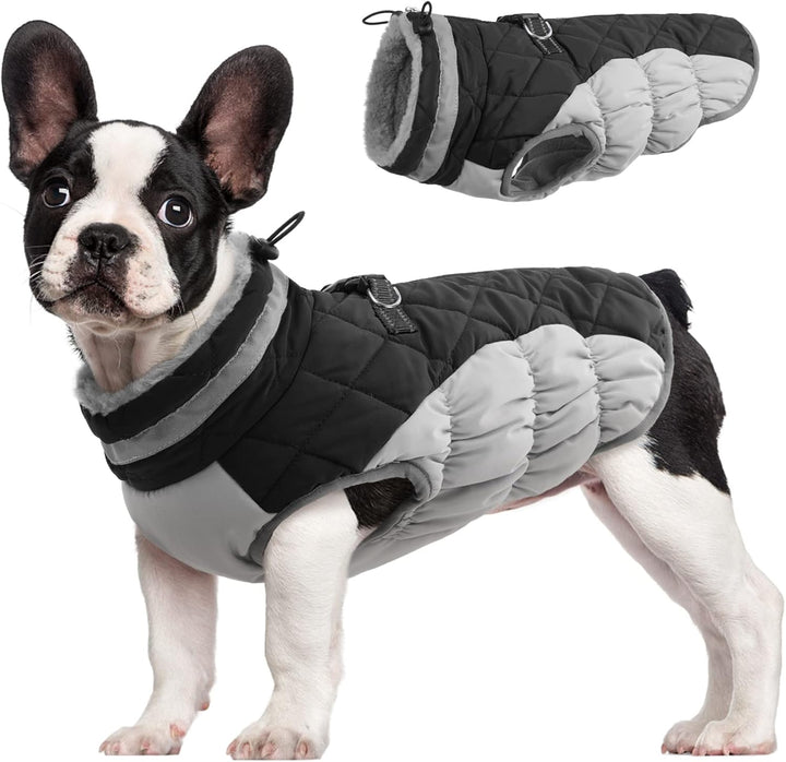 Durable waterproof dog jacket with integrated harness, warm and comfortable pet gear