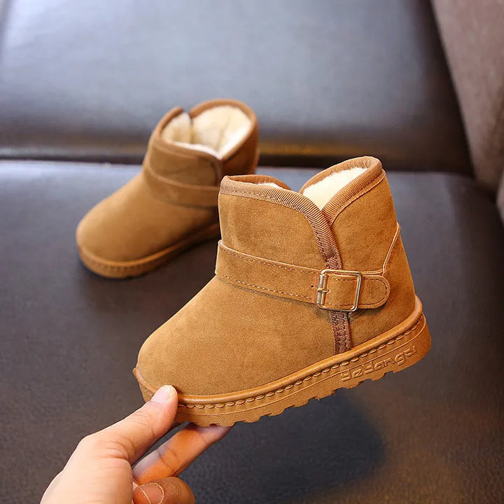Toddler warm winter boots, purple, featuring robust construction and padded lining for cold weather.