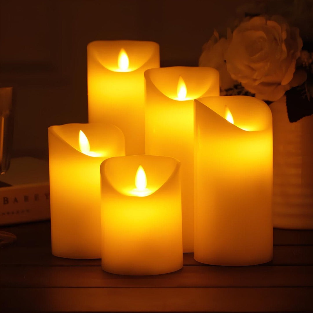 Realistic flickering LED candles for safe home decoration and a warm, inviting atmosphere.