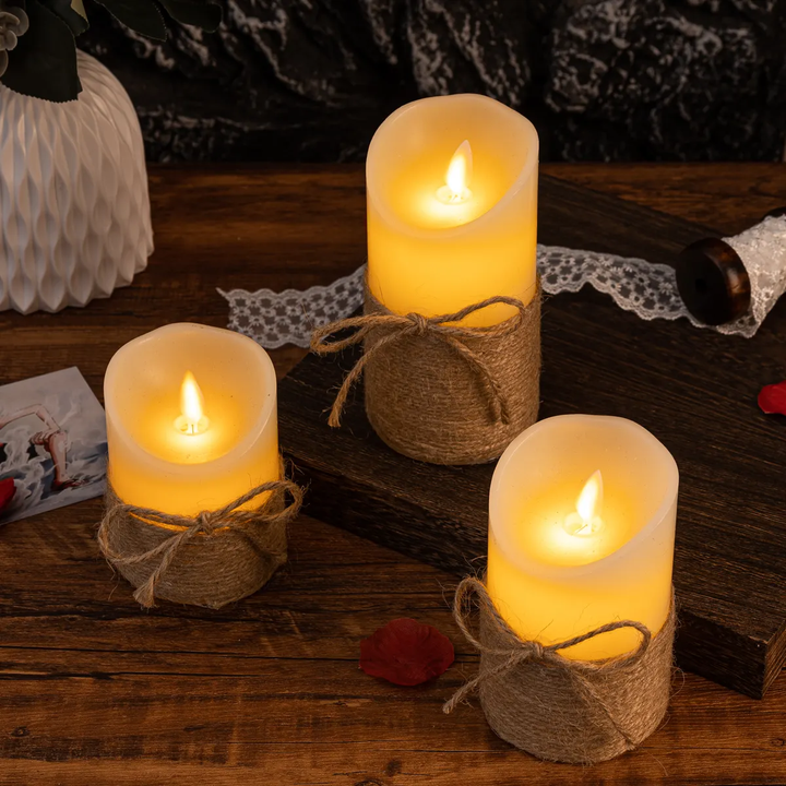 Elegant home decor with battery operated, flickering LED candles for a cozy ambiance.