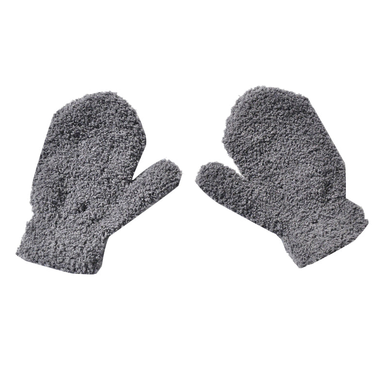 Multicolor striped children's fleece mittens with thick plush lining, vibrant and warm for winter fun.