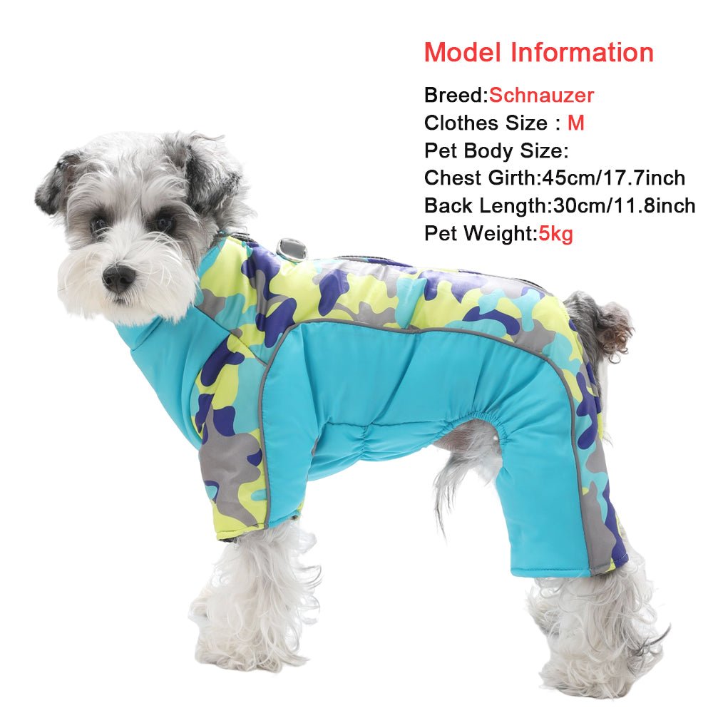 Bright reflective dog coat, warm & waterproof, designed for maximum visibility in low light.