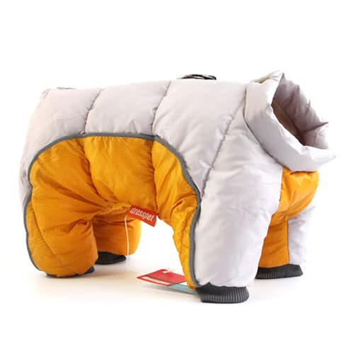 Waterproof dog jacket for winter, with bright reflective stripes for safety & visibility.