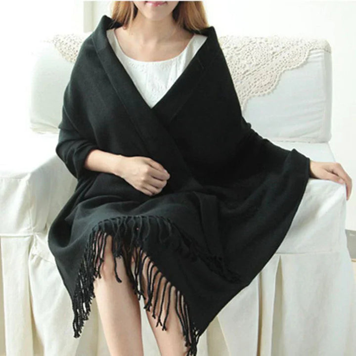 Luxurious women's cashmere check pattern scarf, ideal for cold weather, a chic fashion statement.