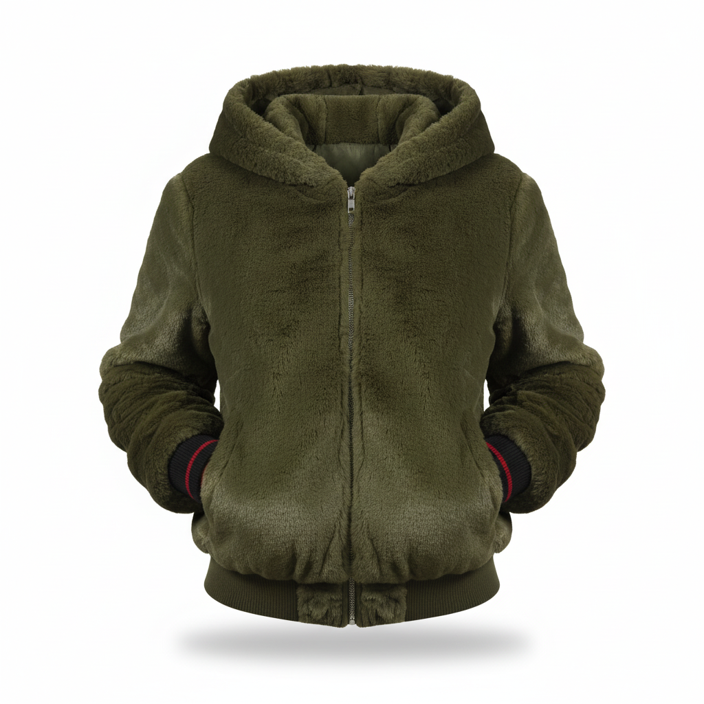 Luxury faux fur hooded vest, Christina design, plush women's gilet for winter comfort.