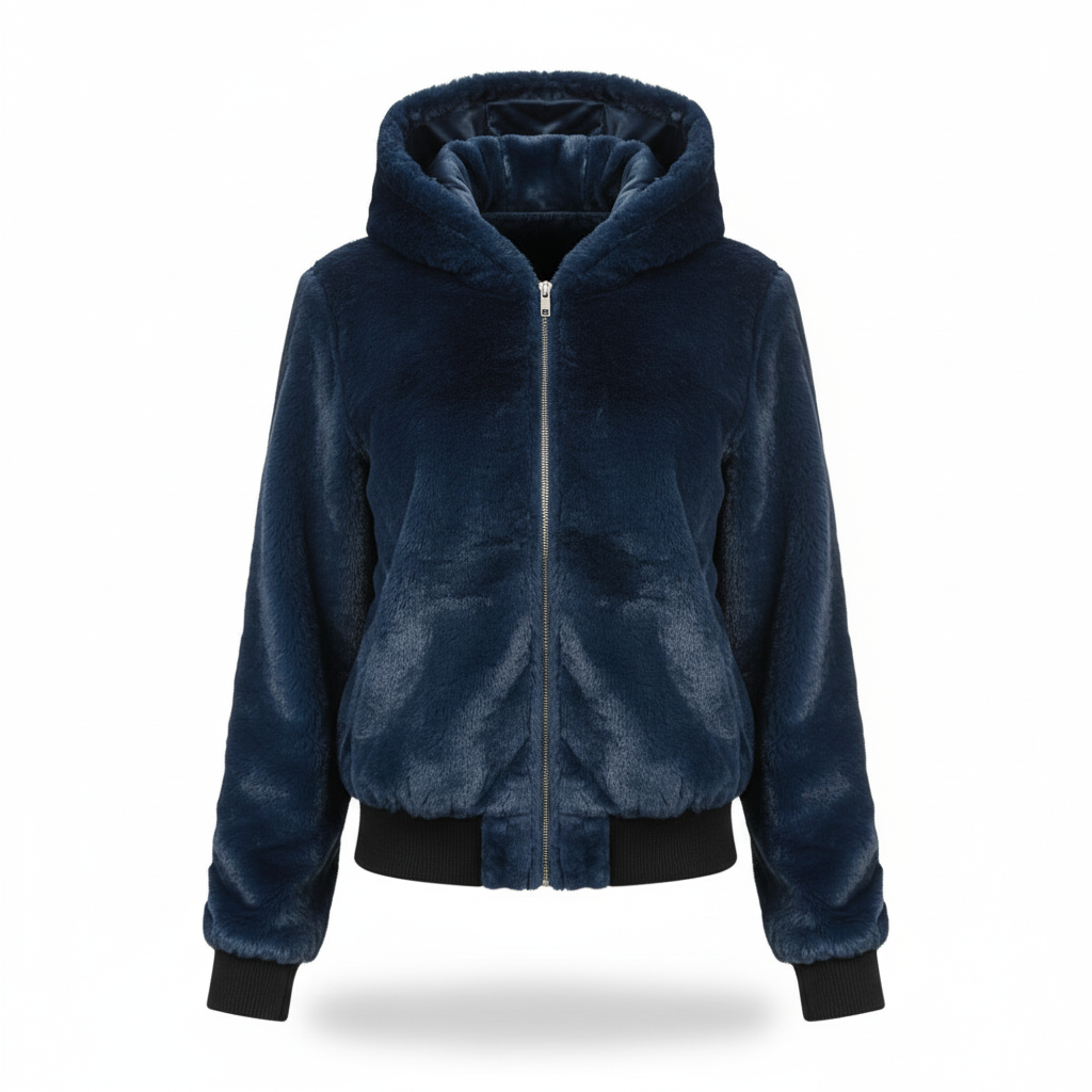 Faux fur women's hooded vest, Christina plush outerwear, a cozy winter gilet fashion.