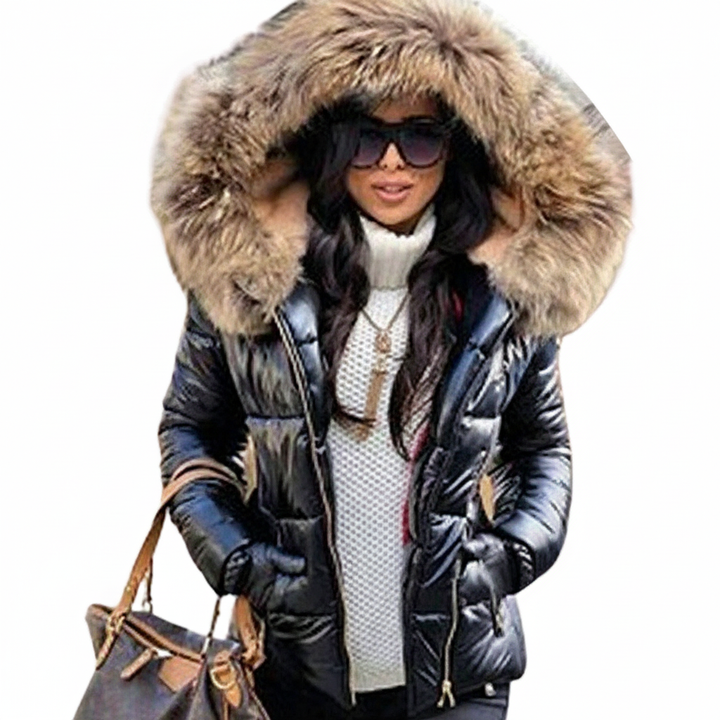 Back view of a women's heavy winter coat, designed for ultimate cold weather protection.