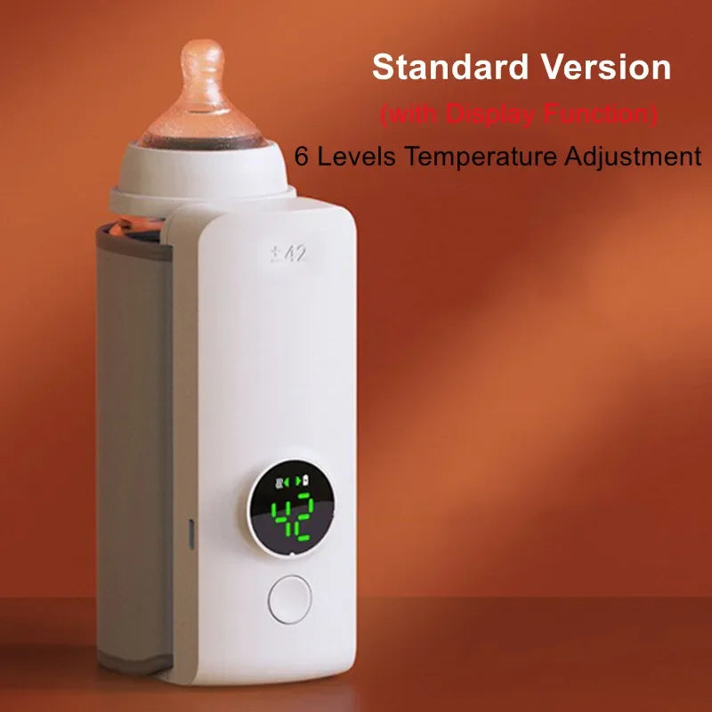 Sleek WarmEase portable baby bottle warmer with user-friendly controls and clear temperature display.