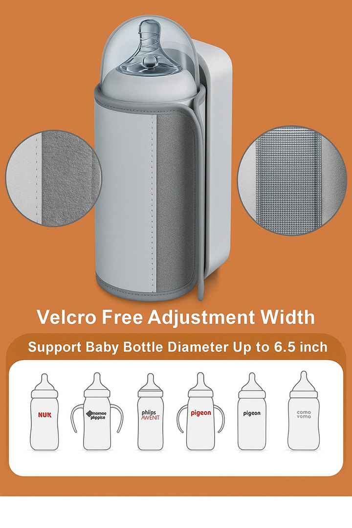 WarmEase portable bottle warmer, versatile for breast milk or formula, essential baby gear for nursing parents.