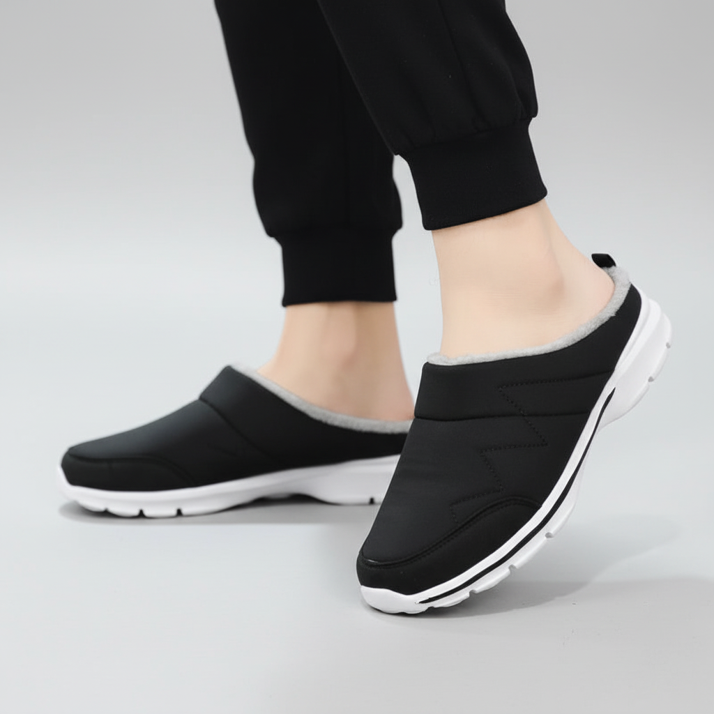 Comfortable WarmGlide indoor shoes, plush lining, non-slip sole, perfect for house wear