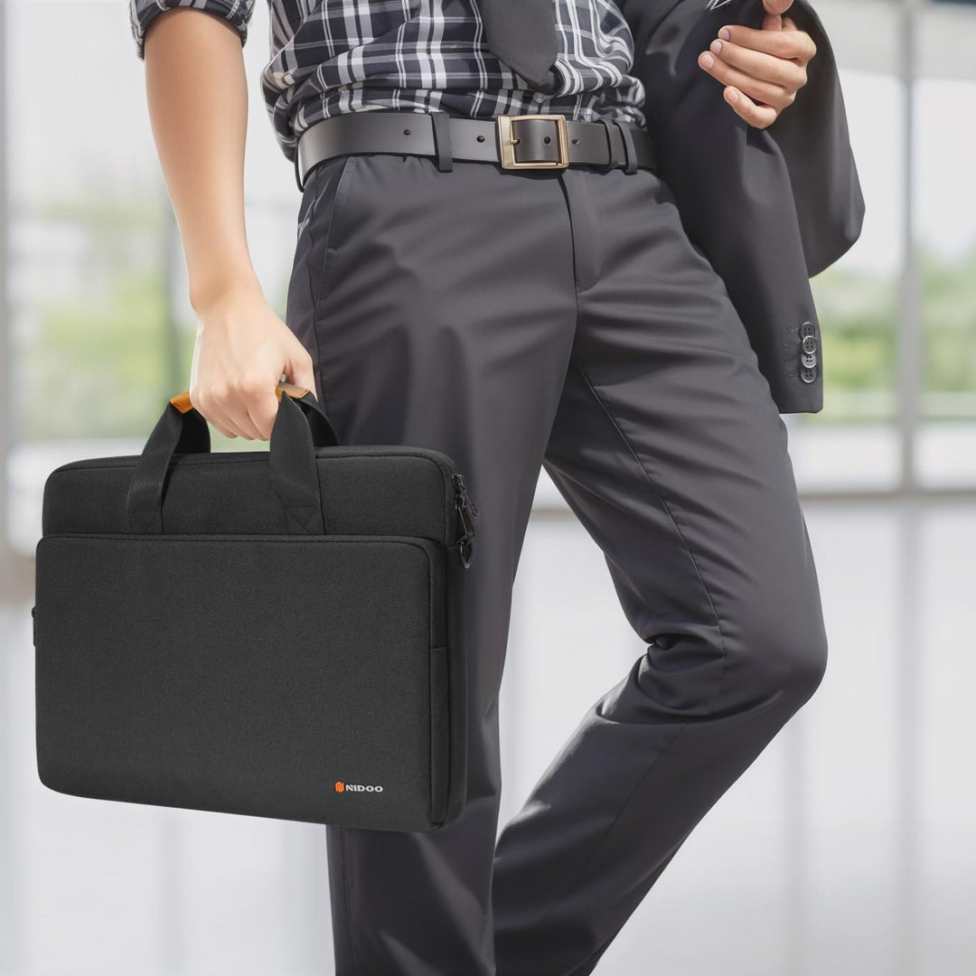 Waterproof laptop bag with shoulder strap, offering 360° protective cushioning.