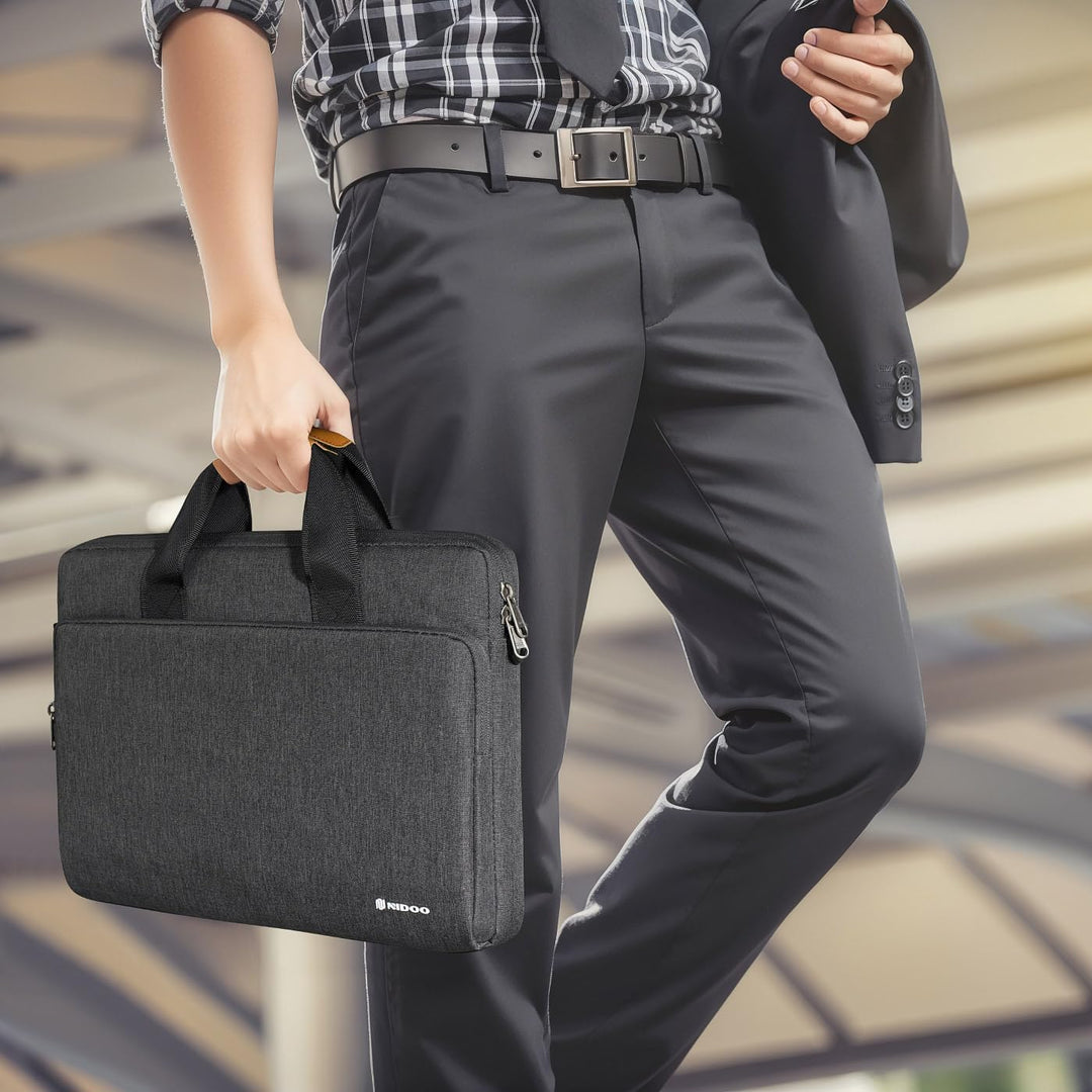 Durable computer travel bag, water-resistant, 360° protective padding, with shoulder strap.