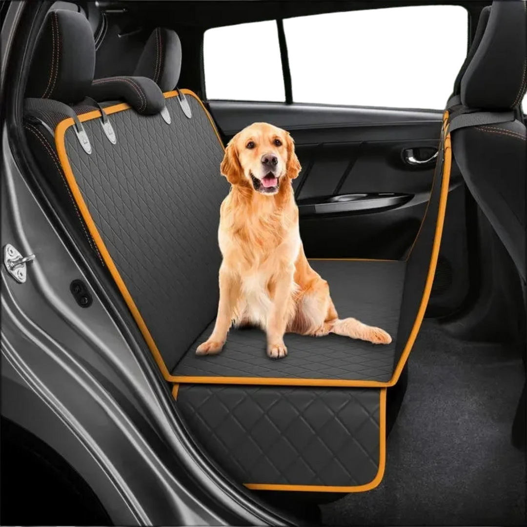 Waterproof dog car seat protector for backseat, durable and pet-friendly, keeps vehicle clean from fur & dirt.