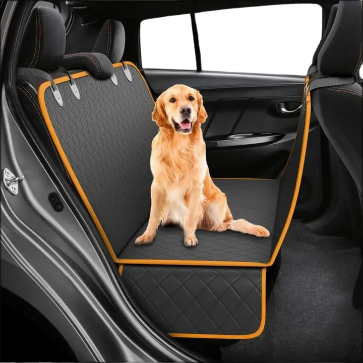 Waterproof dog car seat protector for backseat, durable and pet-friendly, keeps vehicle clean from fur & dirt.