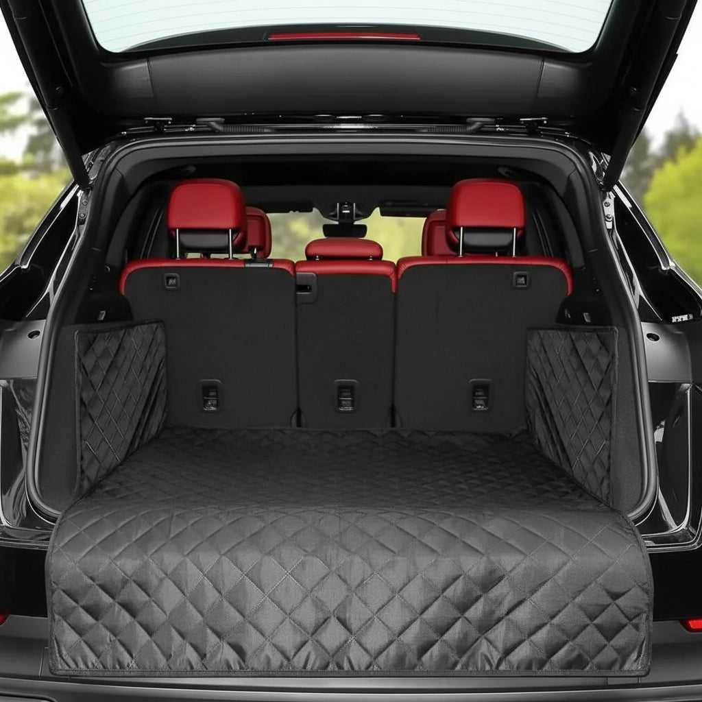 Durable, waterproof pet car seat protector for dogs, ensuring backseat protection and a clean car interior.