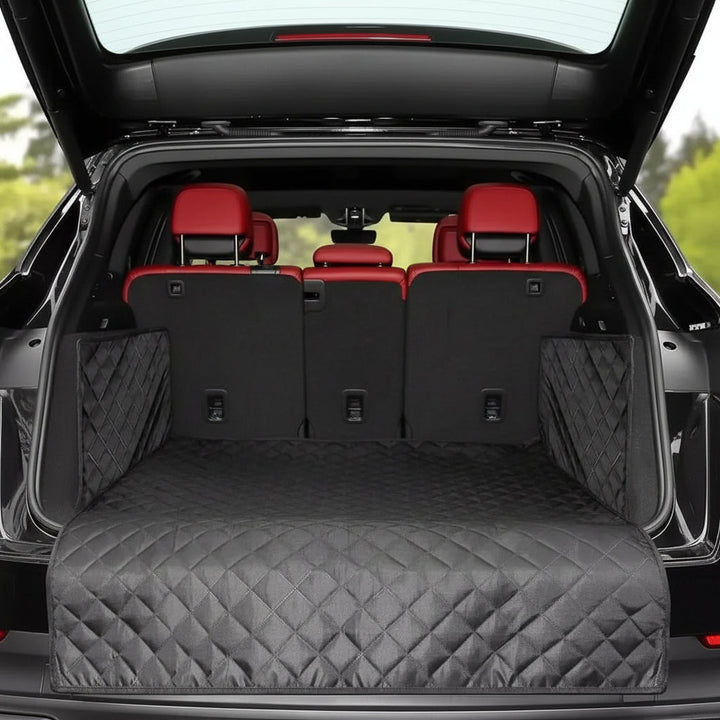 Durable, waterproof pet car seat protector for dogs, ensuring backseat protection and a clean car interior.