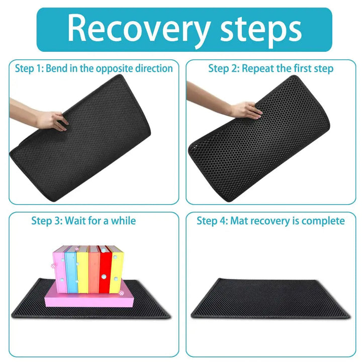 Durable EVA waterproof cat litter mat, double layer traps kitty litter for home hygiene, easy to clean.