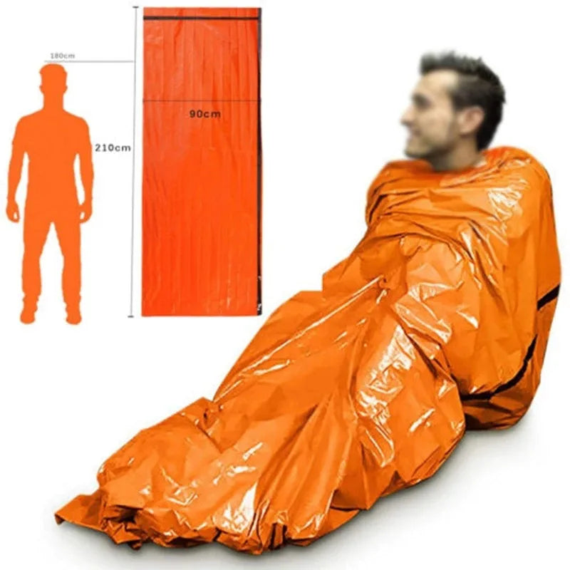 Lightweight & waterproof emergency bivy sack. Thermal Mylar sleeping bag for survival and camping preparedness.