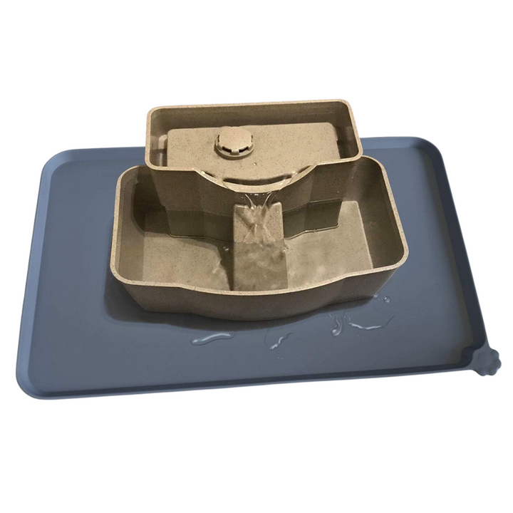 Anti-skid waterproof feeding mat for pets, beige, keeping bowls in place, floor friendly