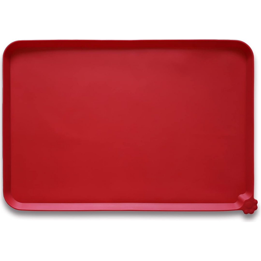 Raised edge dog feeding mat, clear silicone, splash proof, keeping pet food & water contained