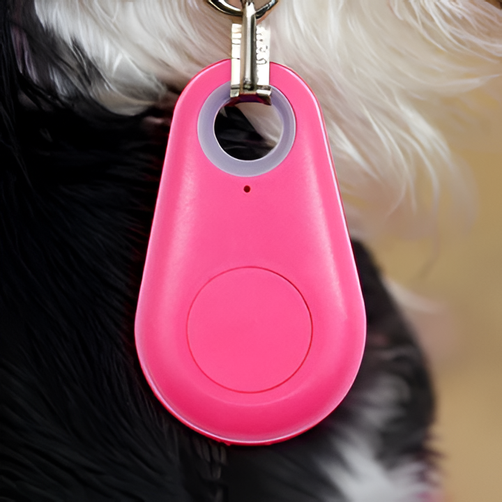Front view of the sleek black waterproof Pet Smart GPS Tracker. Essential for dog & cat safety.