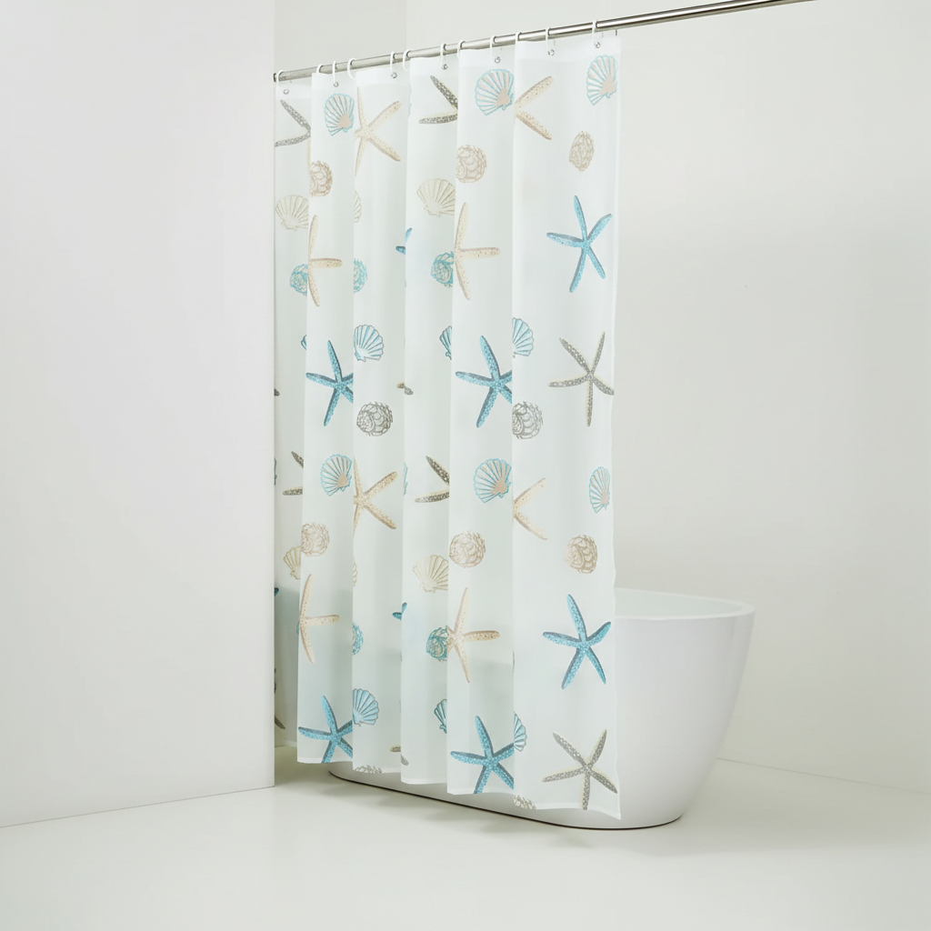 Easy clean waterproof polyester shower curtain, ideal for any bathroom style