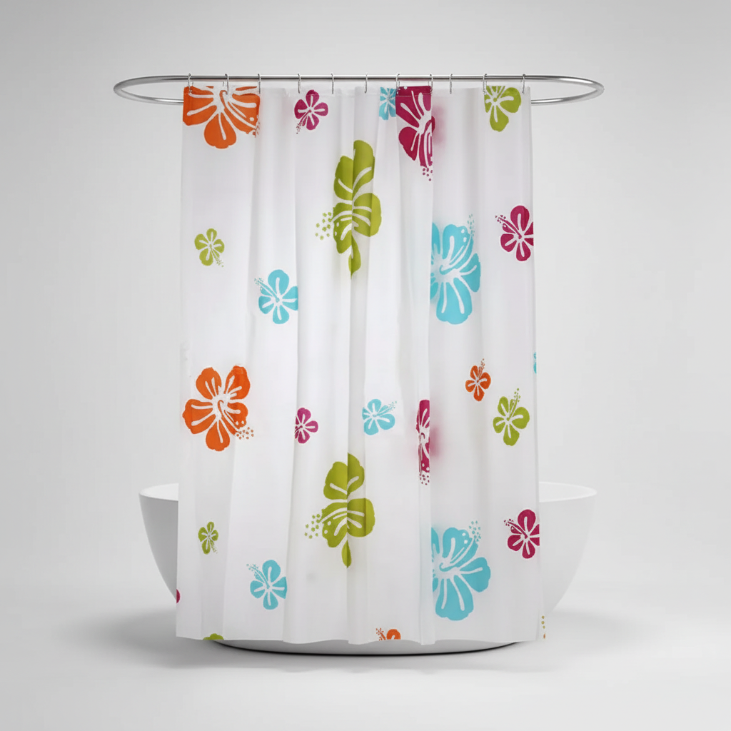 High-quality polyester shower curtain, waterproof and mold resistant, featuring a classic floral design.