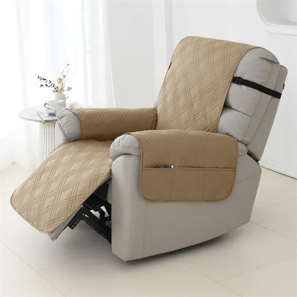 Waterproof quilted recliner slipcover, one-seat armchair protector, pet friendly, washable furniture cover.