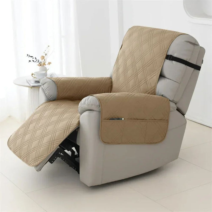 Waterproof quilted recliner slipcover, one-seat armchair protector, pet friendly, washable furniture cover.