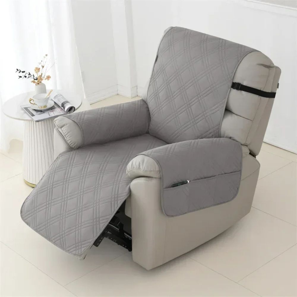 Stylish quilted waterproof recliner cover, one-seat armchair protector for home decor. Pet friendly & washable.