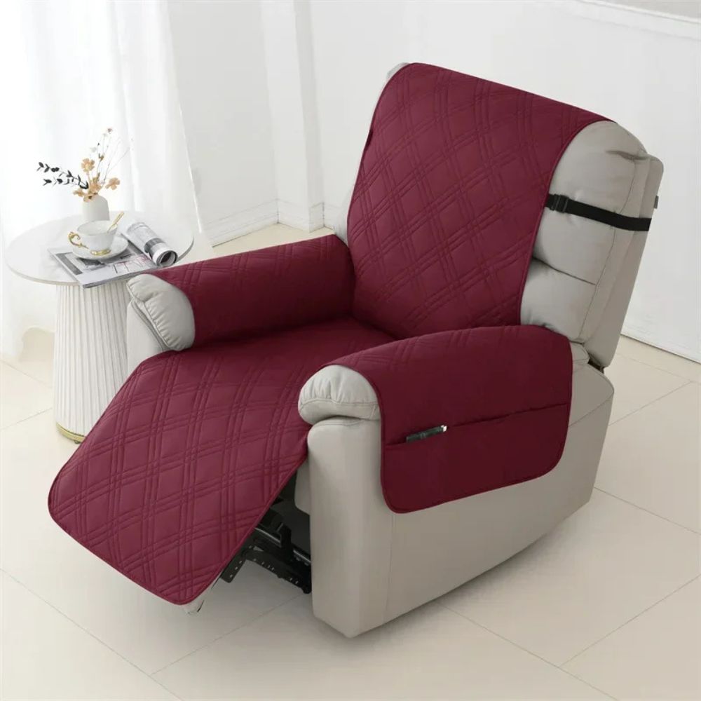 Soft quilted waterproof recliner cover, one-seat armchair protector for comfort & durability. Home decor.