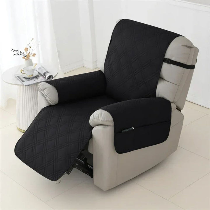 Easy-fit washable waterproof quilted recliner slipcover. One-seat armchair protector for quick home updates.