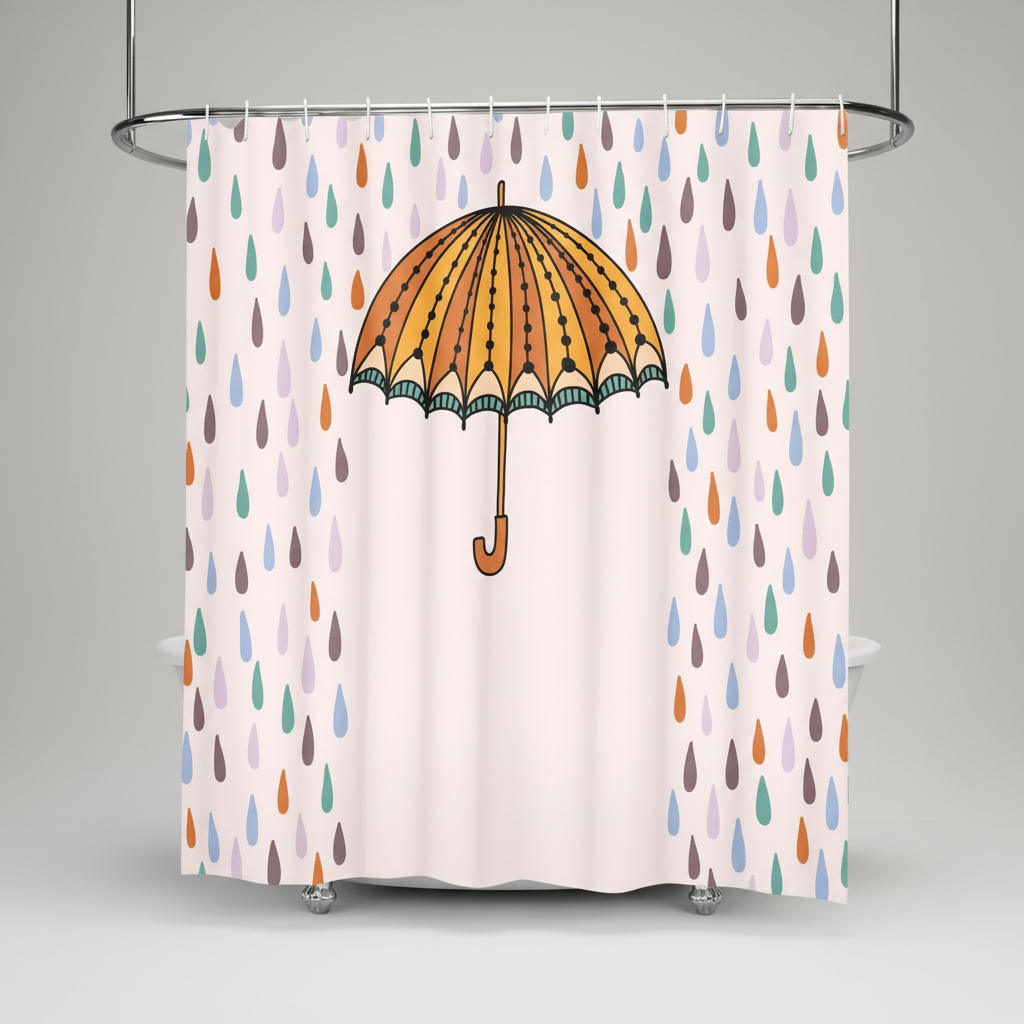 Unisex rainbow droplet shower curtain, waterproof polyester, modern bathroom privacy accessory