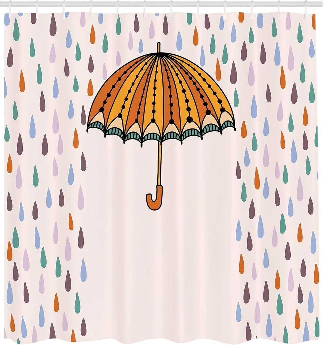 Bathroom decor: Rainbow droplet pattern shower curtain, polyester, waterproof, with hooks
