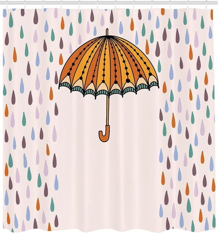 Bathroom decor: Rainbow droplet pattern shower curtain, polyester, waterproof, with hooks