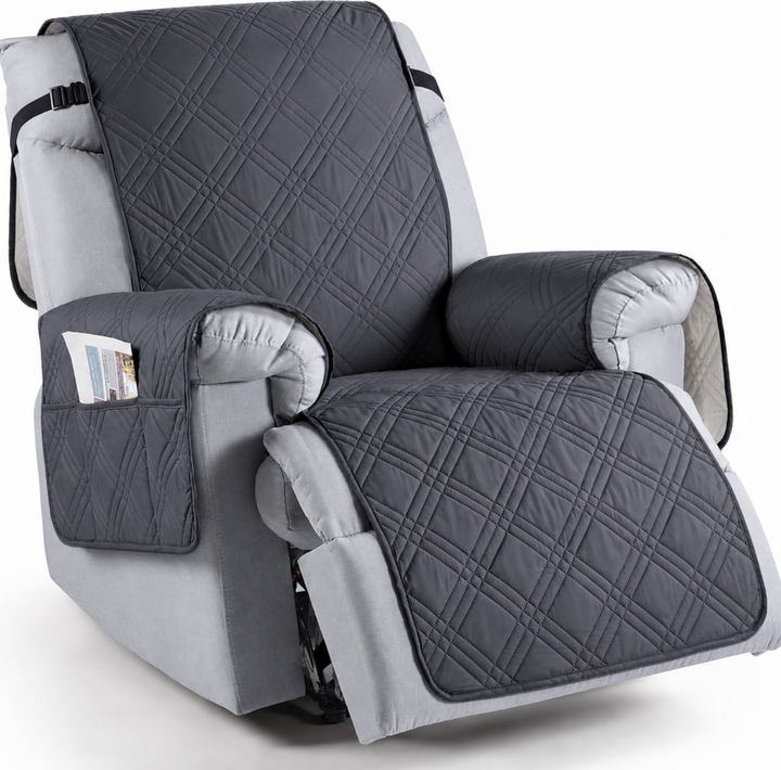Soft microfiber waterproof recliner protector, ideal for pet owners, spill-proof & easy clean.