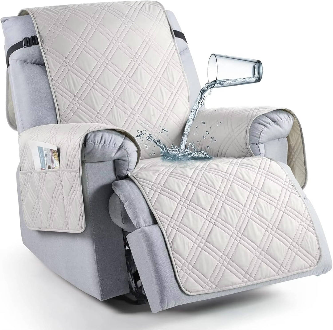 Pet-friendly waterproof recliner chair cover, protecting living room furniture from dirt & spills.