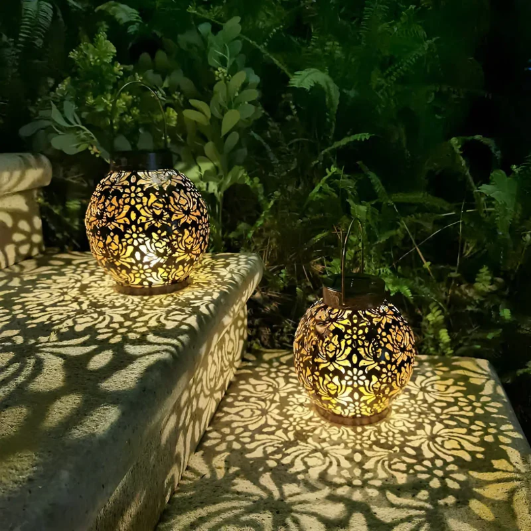Durable waterproof solar garden light, a hanging LED lantern adding a beautiful accent to outdoor spaces.