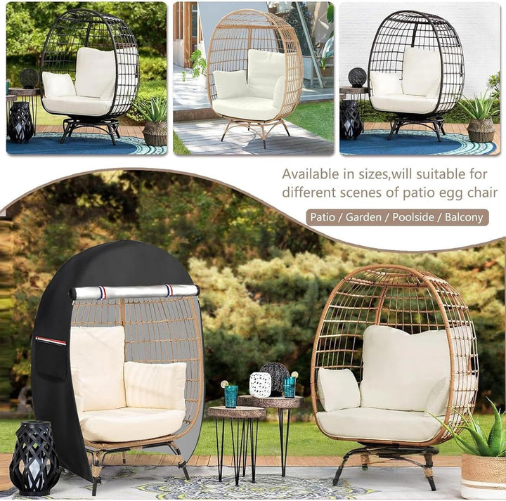 Waterproof and UV resistant egg chair cover, double zipper, perfect for outdoor patio furniture