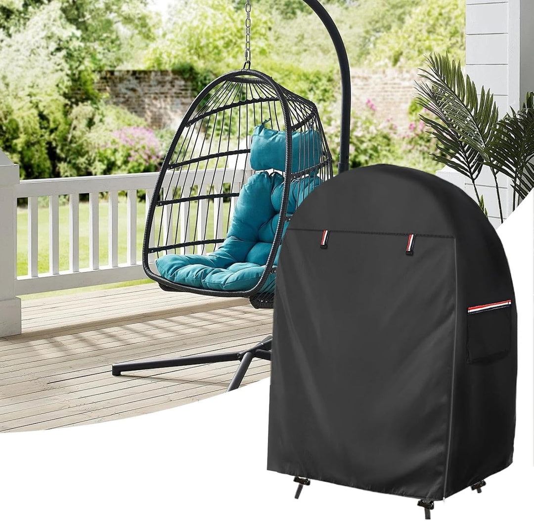 Premium waterproof egg chair cover, double zipper access, essential for patio furniture care