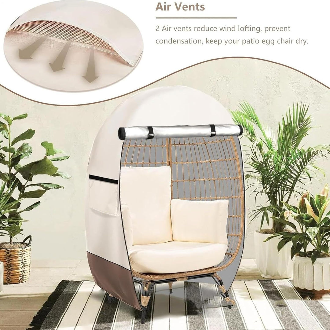 Solara outdoor egg chair cover with double zipper, weatherproof fabric, durable patio accessory