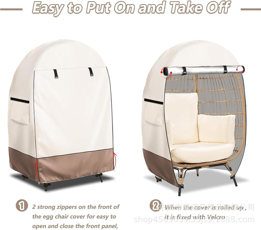 Outdoor egg chair cover with practical double zipper, made from durable waterproof material