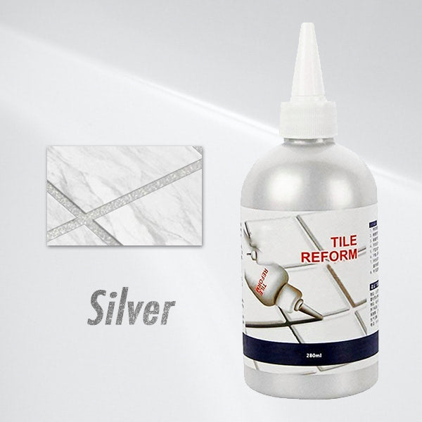 White waterproof grout repair gel for bathroom & kitchen tiles. Fills cracks, seals against water & mold.