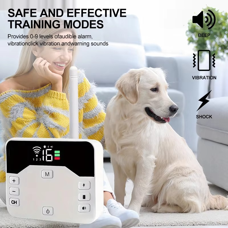 Pet safety waterproof collar & invisible fence system ensuring secure outdoor dog containment.