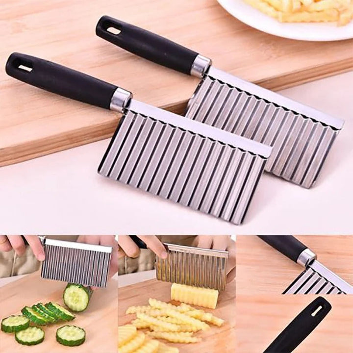 WaveCut RVS wavy knife, an essential kitchen tool for cooking, crinkle cuts & decorative salad prep.