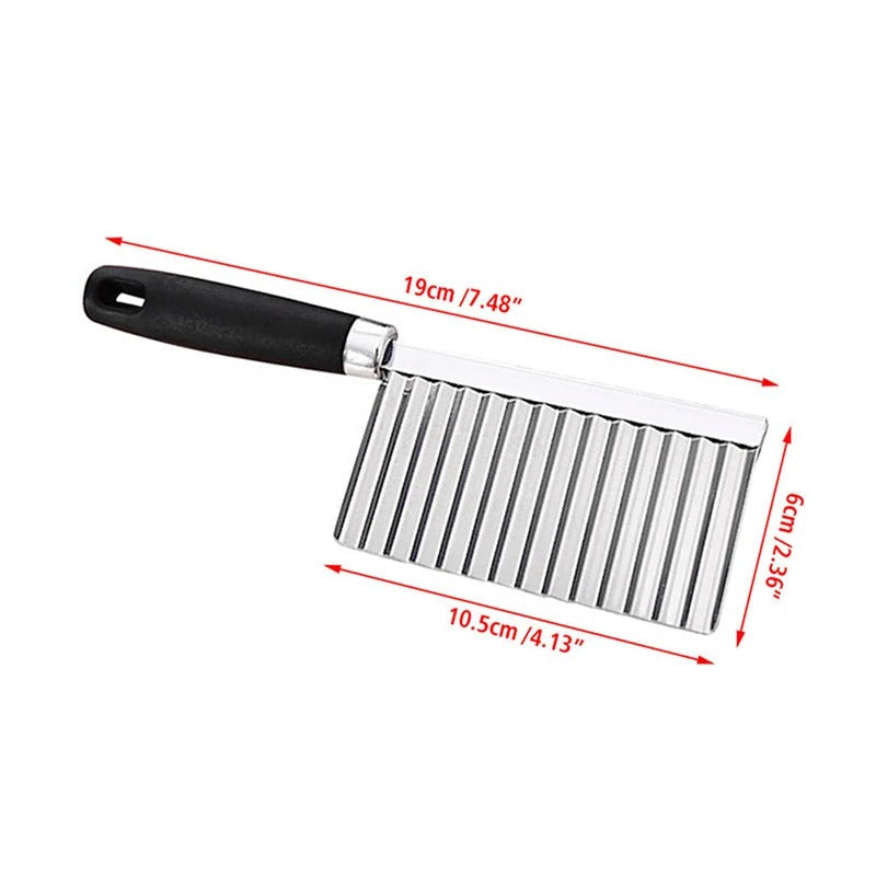 WaveCut stainless steel wavy knife for perfect crinkle cut vegetables, french fries & artistic food presentation.