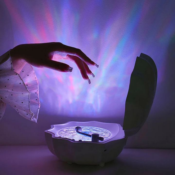 Decorative WaveGlow wireless speaker, featuring a glowing wave plate and high-quality sound for any room.