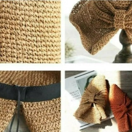 View of the adjustable strap on a women's sun hat with a curved brim, ensuring a perfect fit